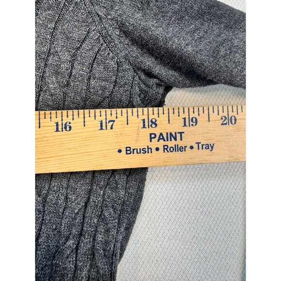 Talbots Womens Cable Knit Zip-Up Sweater Medium Gray Academia - Picture 7 of 10